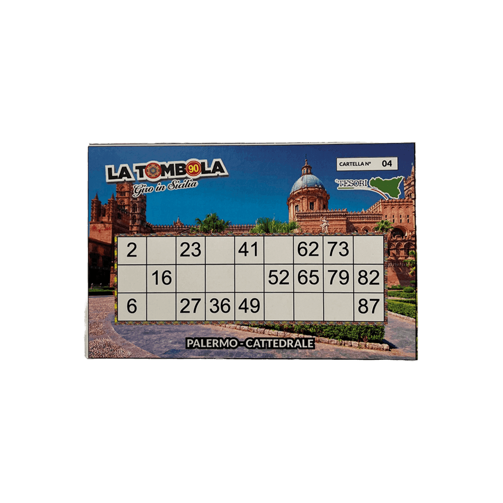 Tombola "Giro Di Sicilia" Gioco Da Tavola In Compagnia Tombola Natalizia Tesori Di Sicilia Cartellone E Cartelle A Sfondo Siciliano - 3