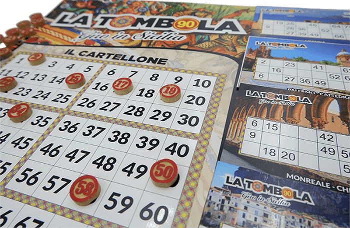 Tombola "Giro Di Sicilia" Gioco Da Tavola In Compagnia Tombola Natalizia Tesori Di Sicilia Cartellone E Cartelle A Sfondo Siciliano - 4