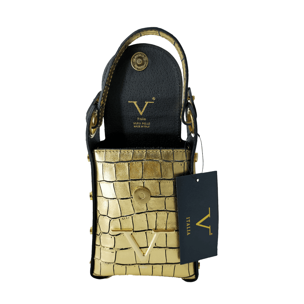 Borsa Donna V Versace Italia in Pelle Gold - Luxury Leather Bag Elegante e Raffinata - 2