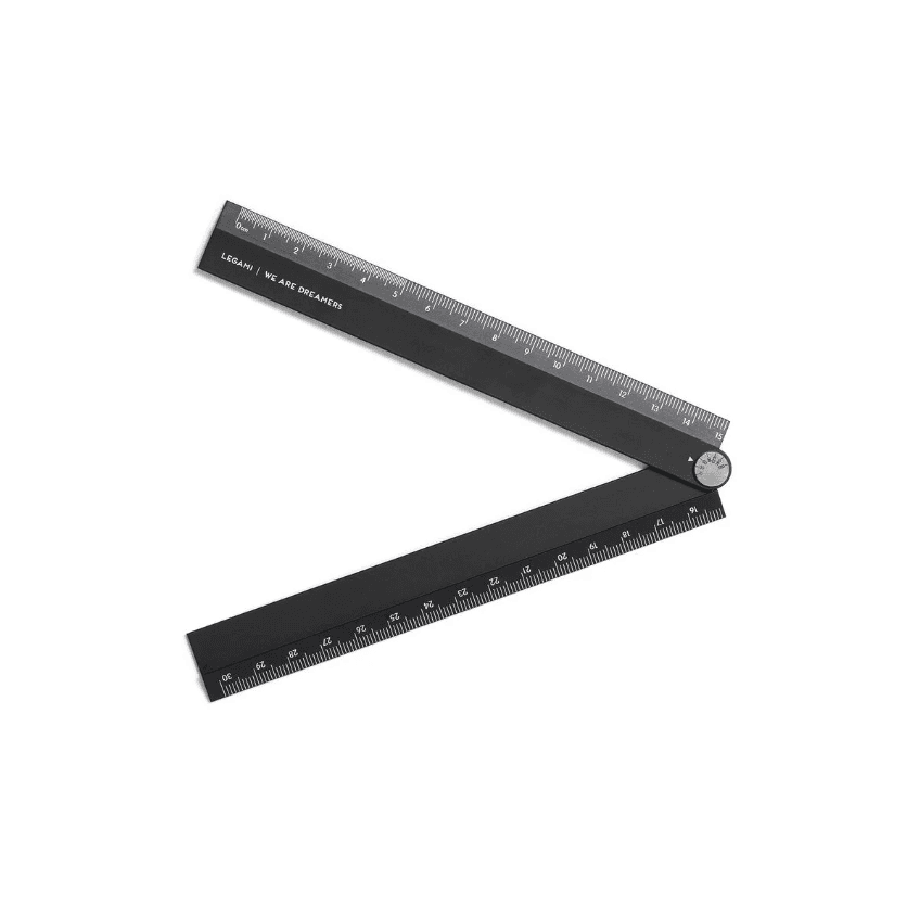 Legami - Righello Pieghevole in Alluminio, Doppio Utilizzo: Misurazione in Centimetri 30 cm e in Gradi 180° (VFR0002)