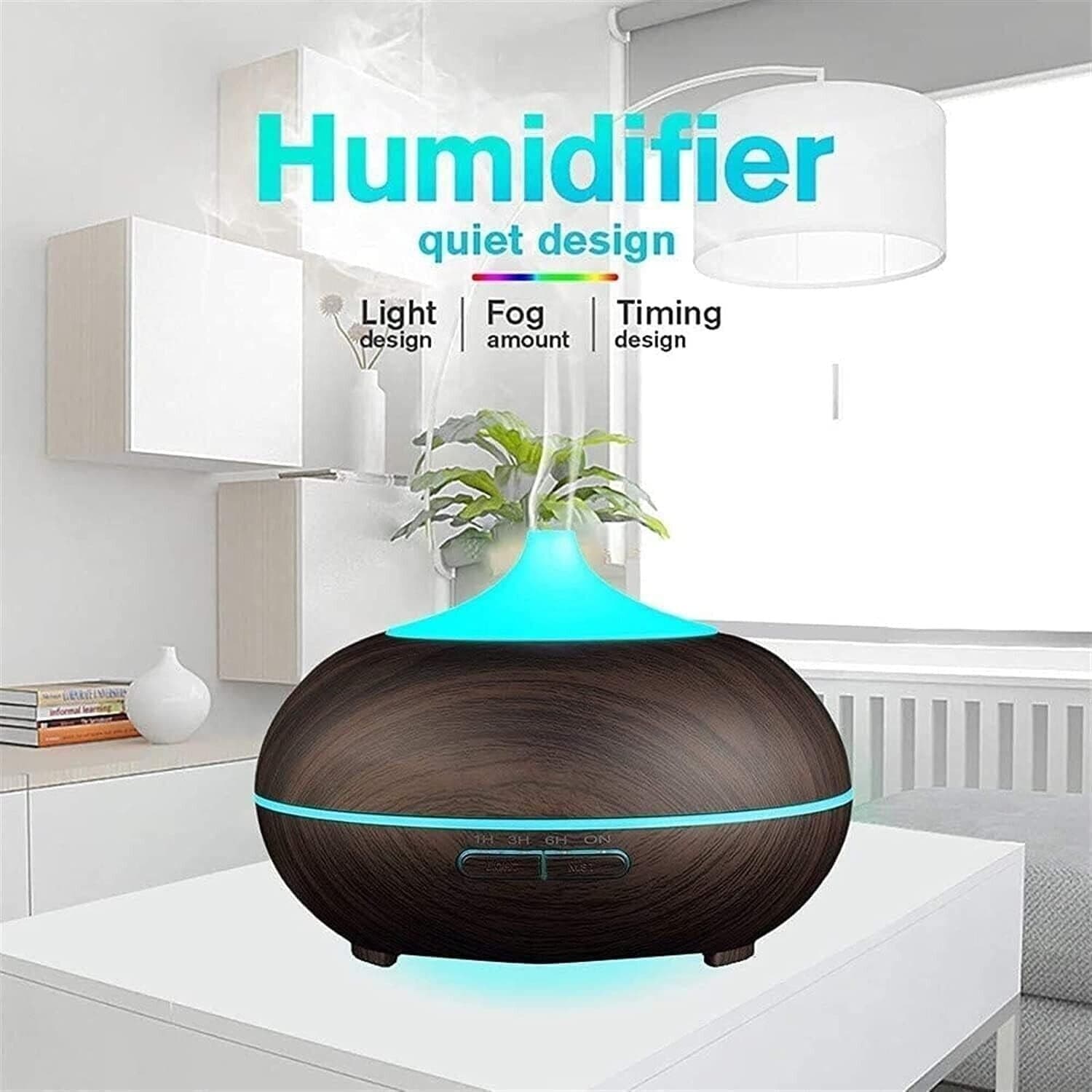 Diffusore di olio essenziale per aromaterapia con venature del legno 400ml - 5