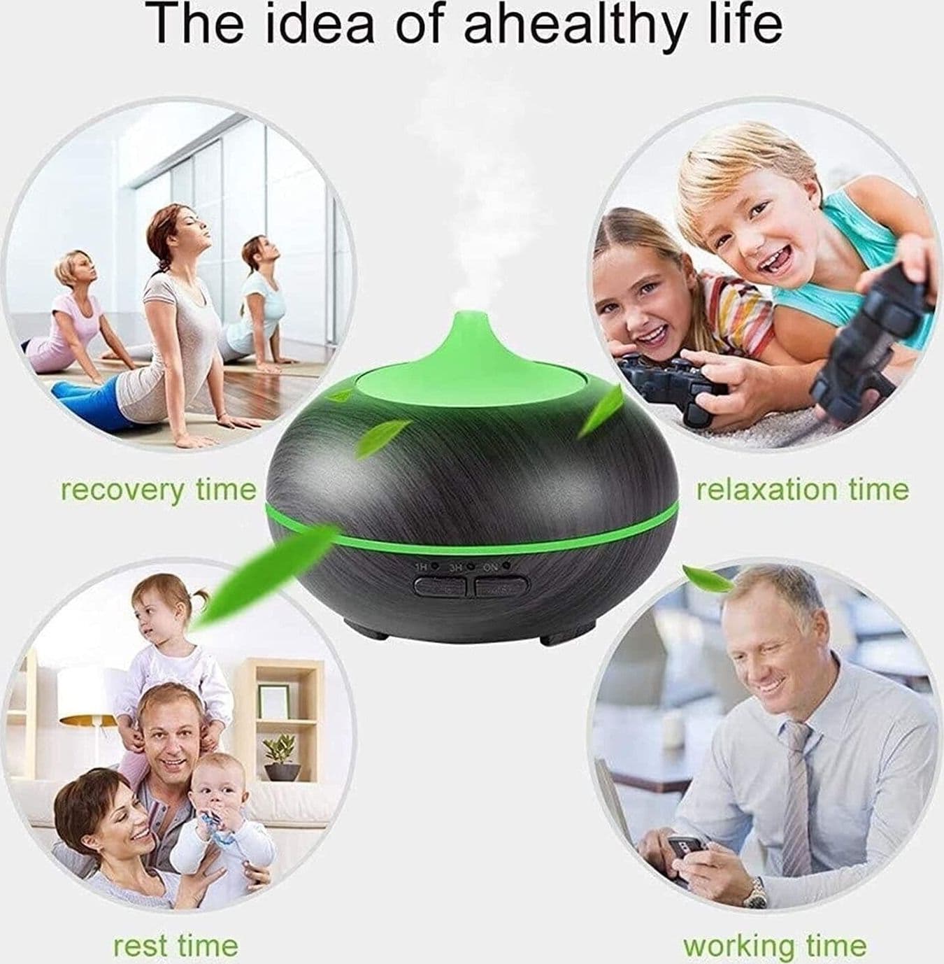 Diffusore di olio essenziale per aromaterapia con venature del legno 400ml - 6