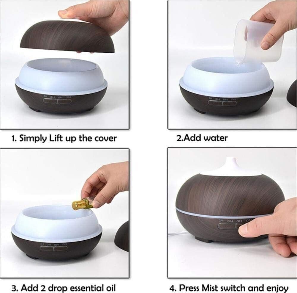 Diffusore di olio essenziale per aromaterapia con venature del legno 400ml - 7