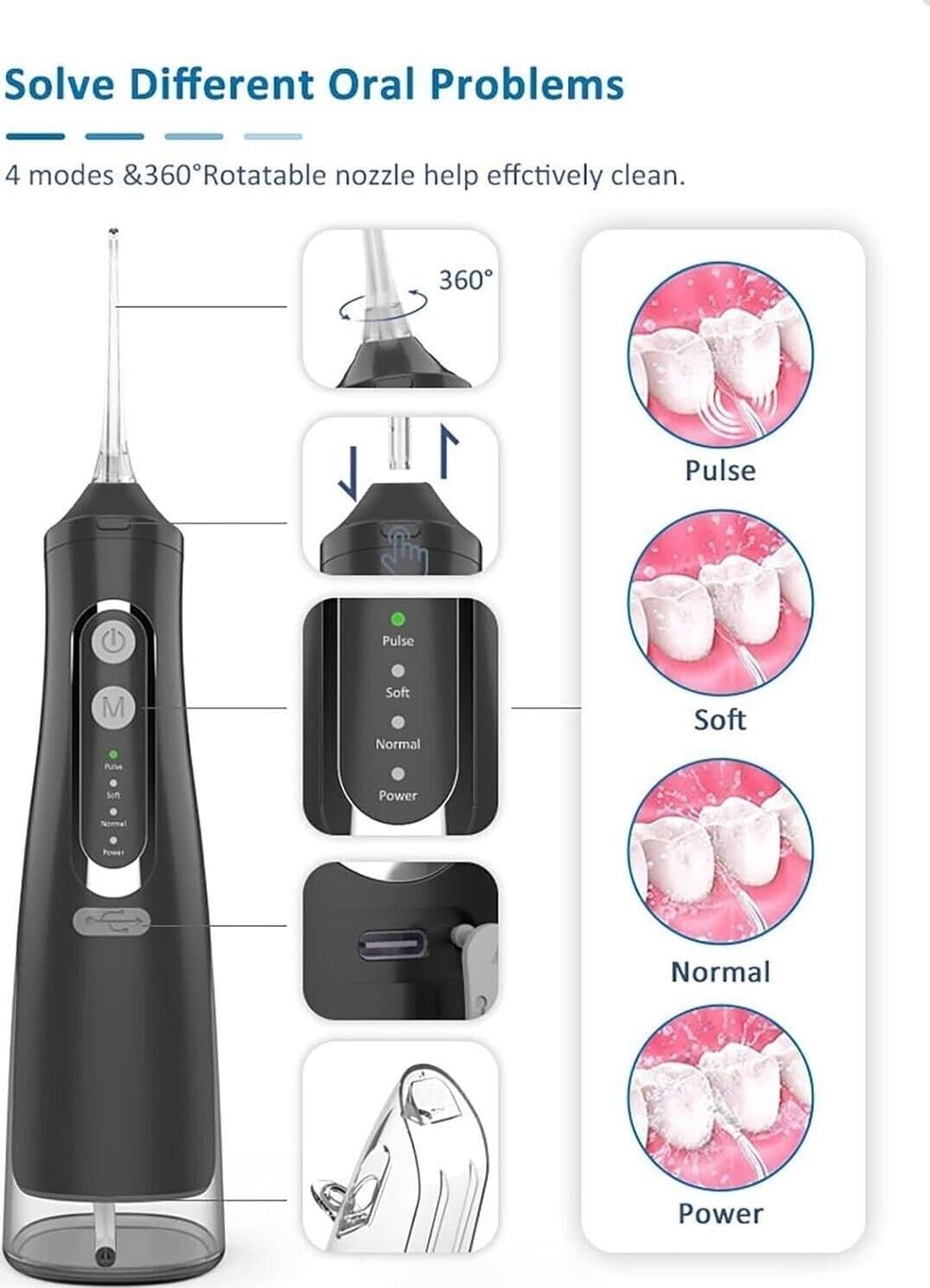 Idroulsore Dentale Ricaricabile Portatile Potente, Pulitore Dentale Ad Acqua - 2
