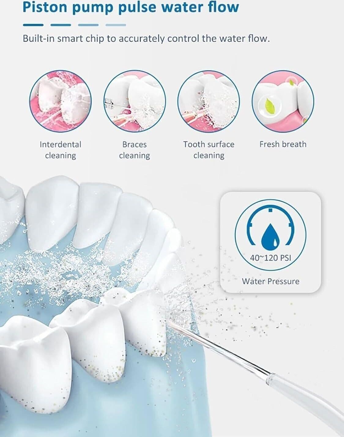 Idroulsore Dentale Ricaricabile Portatile Potente, Pulitore Dentale Ad Acqua - 3