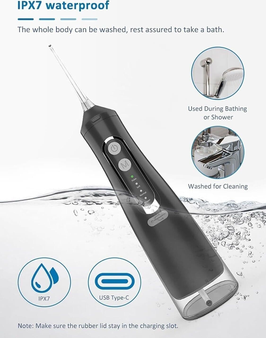 Idroulsore Dentale Ricaricabile Portatile Potente, Pulitore Dentale Ad Acqua - 4