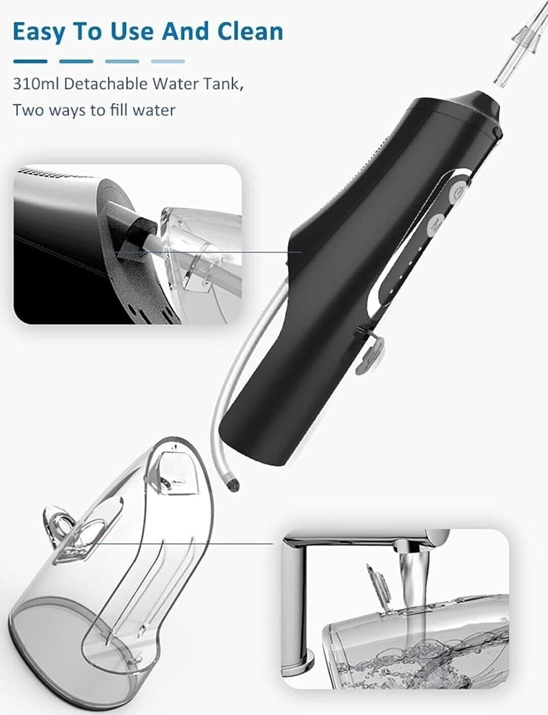Idroulsore Dentale Ricaricabile Portatile Potente, Pulitore Dentale Ad Acqua - 5