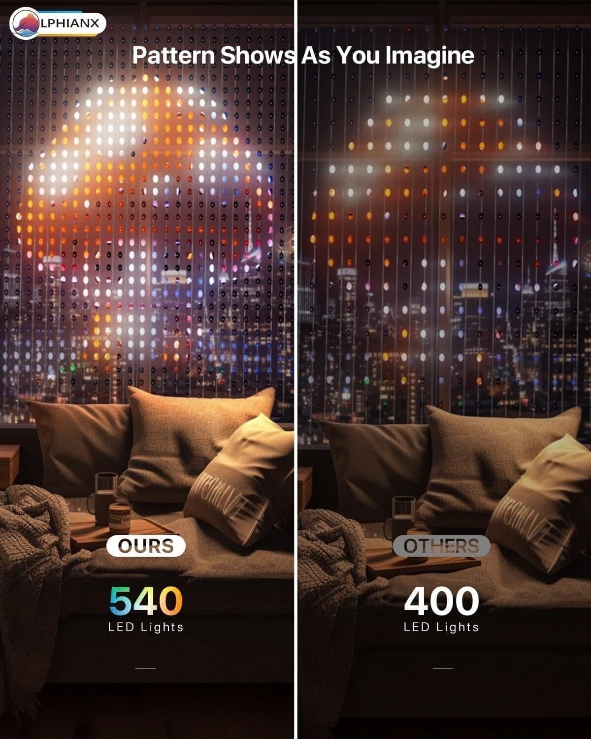 Luci per tende, intelligenti 240 LED, Luci che cambiano colore dinamiche faidate - 8