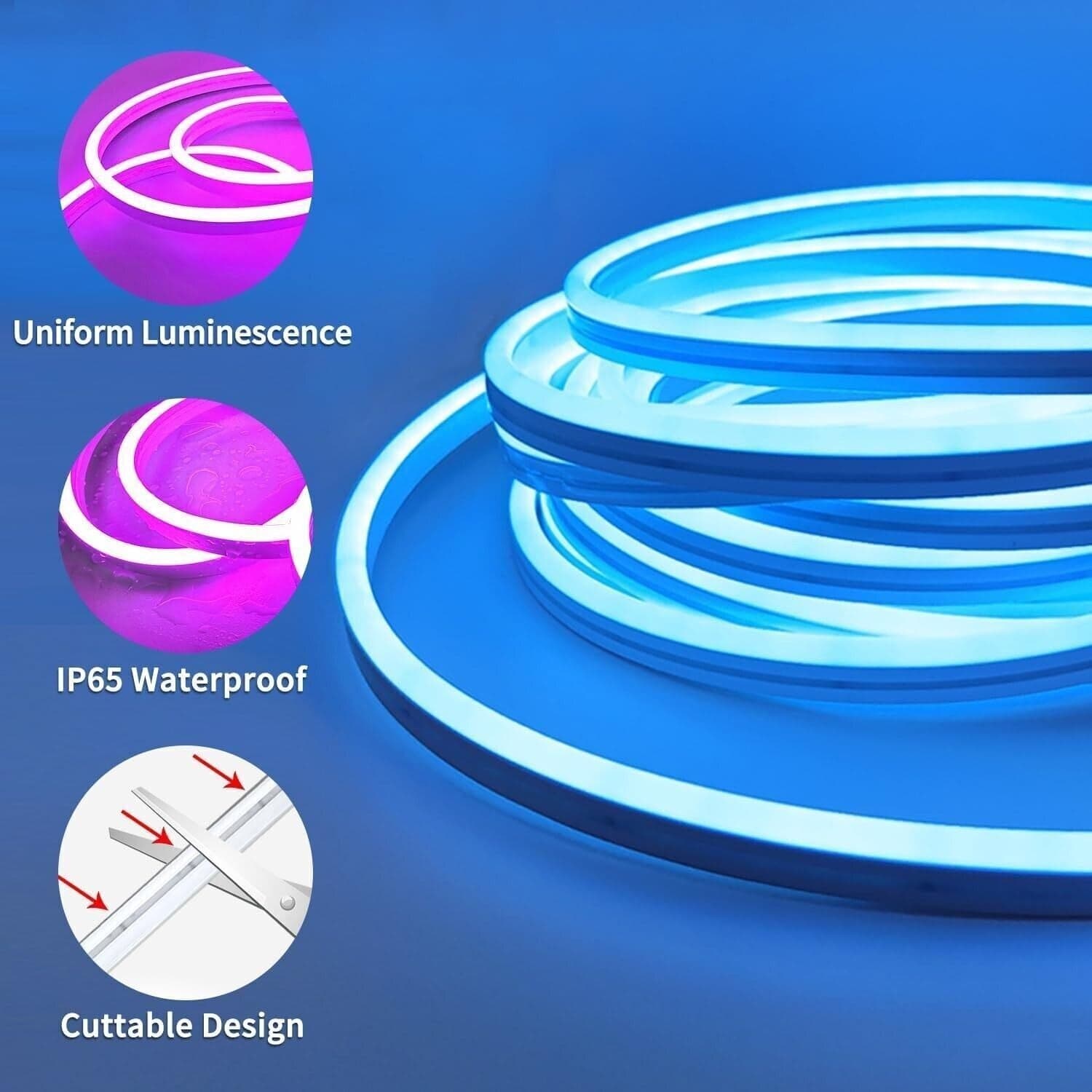 Luci a corda al neon a LED sincronizzazione musicale IP65 luci a corda a 5 metri - 2
