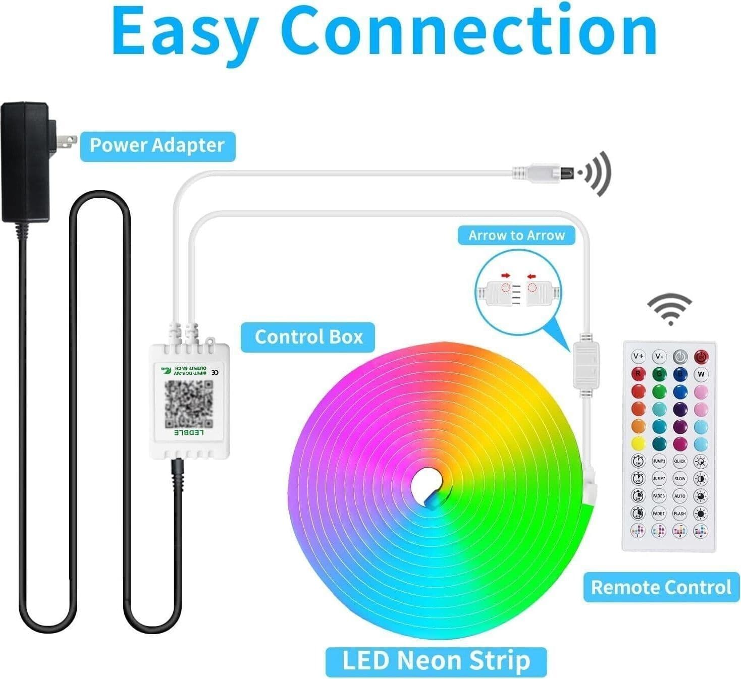 Luci a corda al neon a LED sincronizzazione musicale IP65 luci a corda a 5 metri - 3