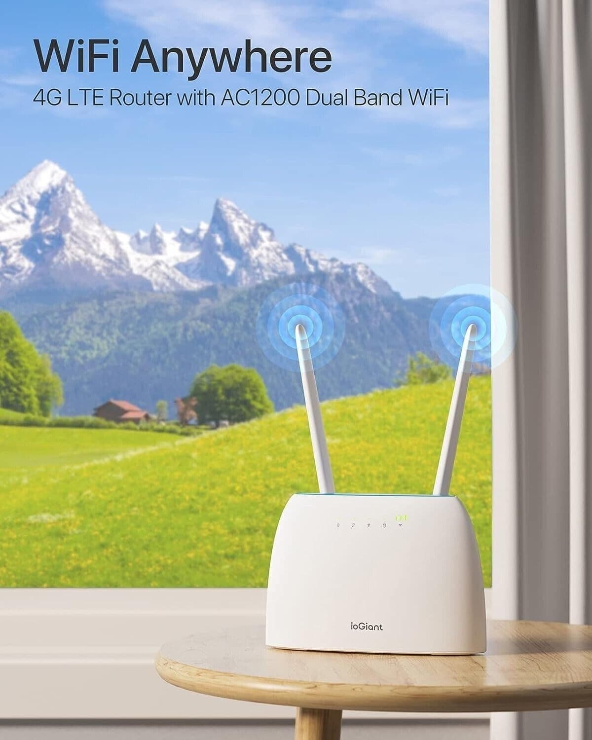 ioGiant Router 4G LTE con Sim, AC1200 Wi-Fi Dual-Band, Senza configurazione - 4