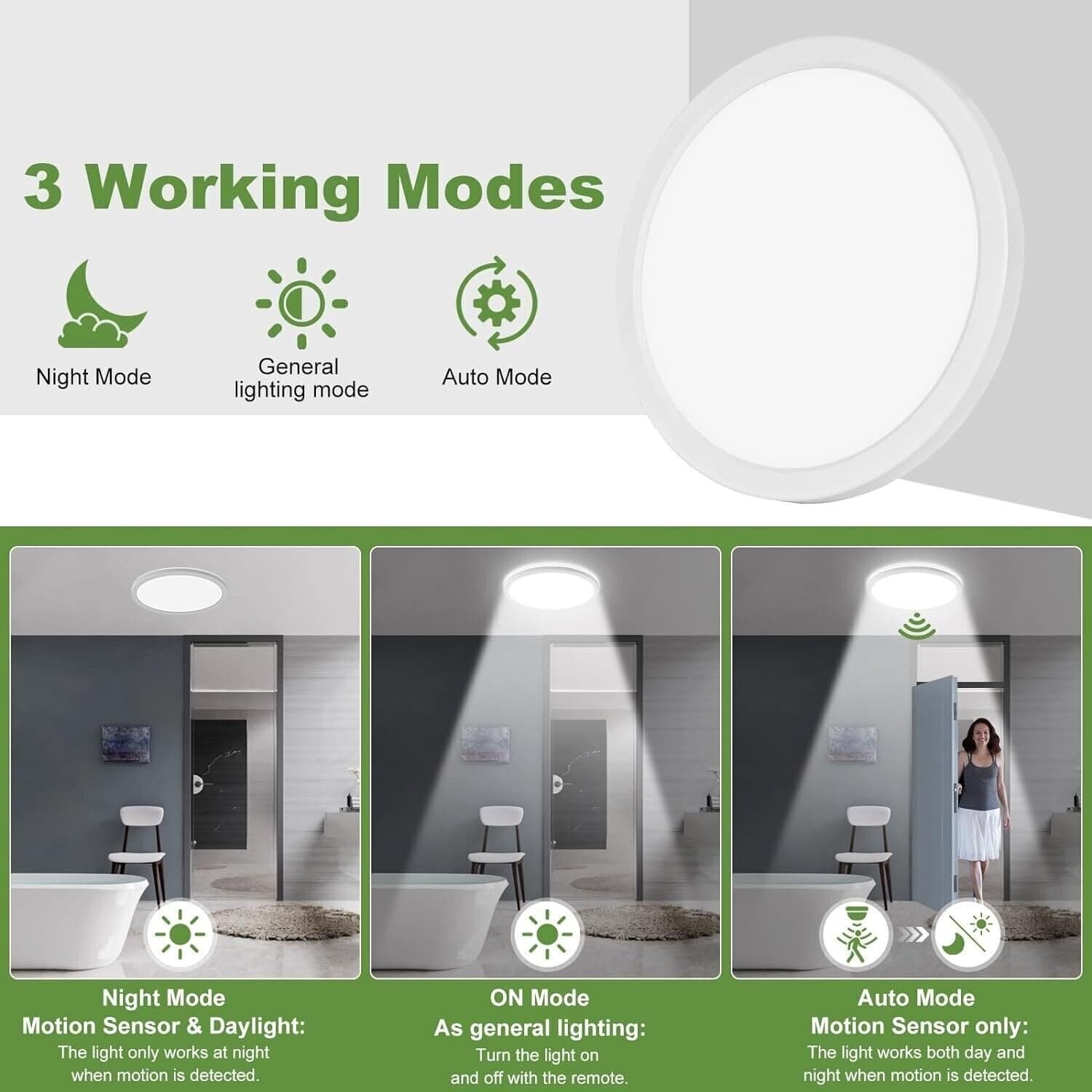 Lampada da soffitto a LED con sensore di movimento 18 W cablata 1800 lm 2700 K/4 - 4
