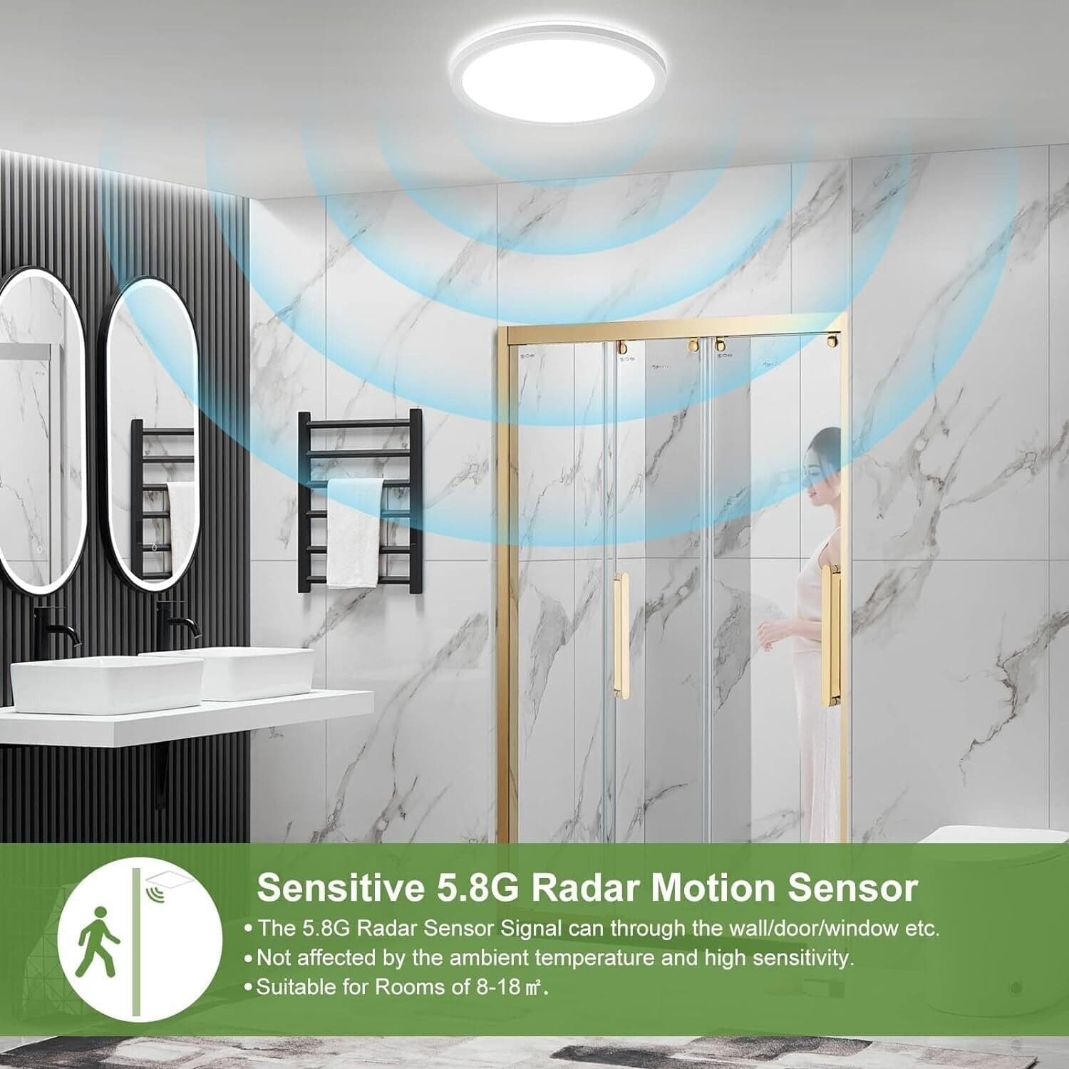 Lampada da soffitto a LED con sensore di movimento 18 W cablata 1800 lm 2700 K/4 - 5