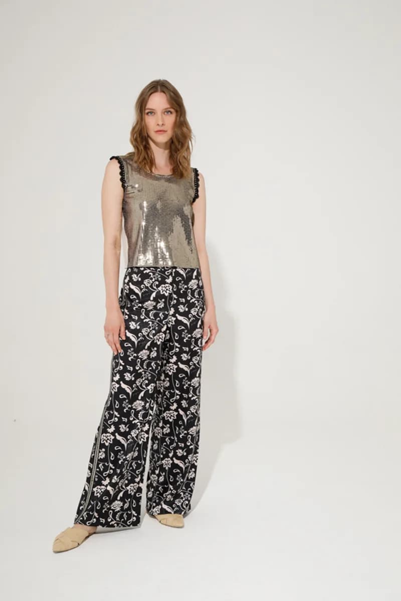 GOA GOA | Pantalone stampato damascato in raso - 4