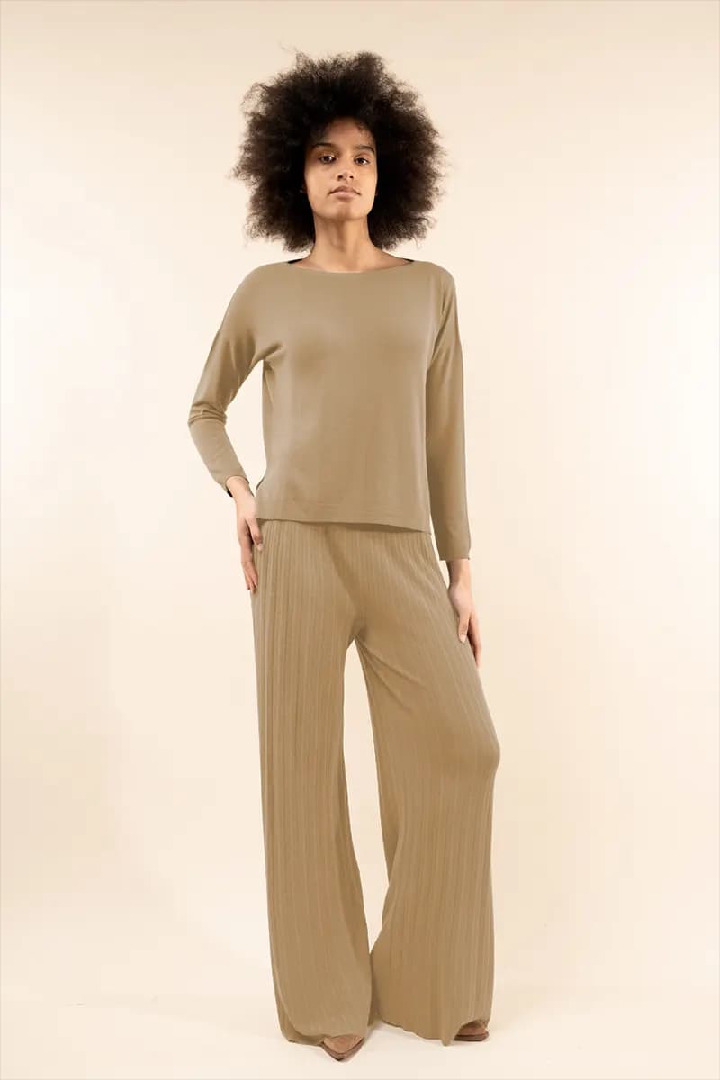 KONTATTO | Pantalone a coste in maglia - 4