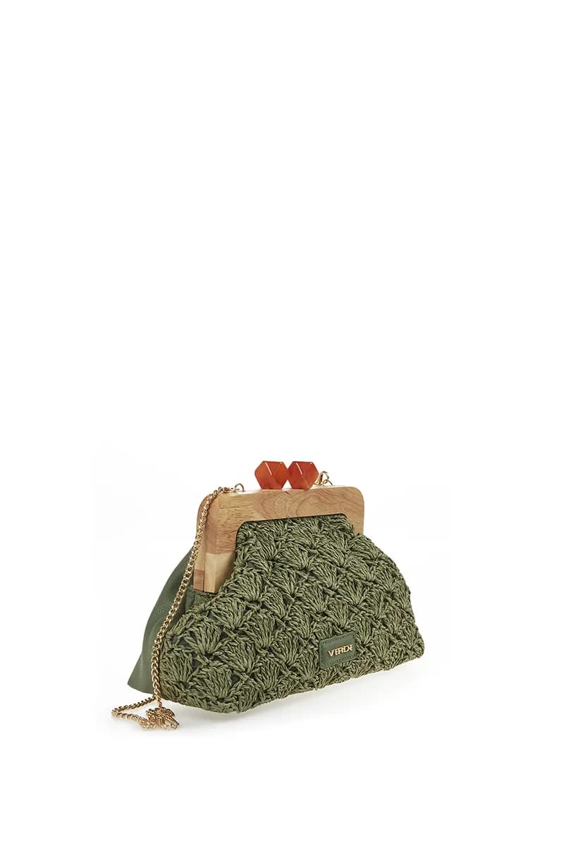 VERDE FASHION | Pochette paglia manico in legno - 11