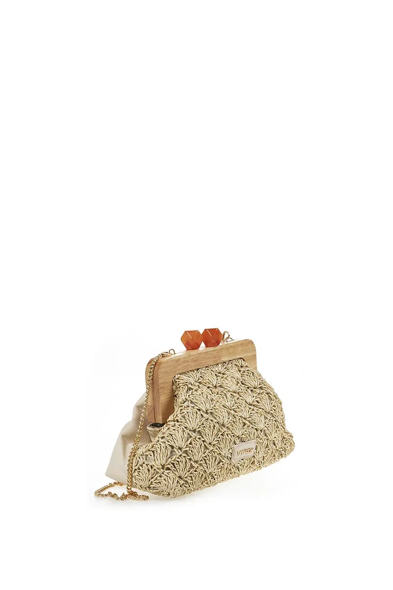 VERDE FASHION | Pochette paglia manico in legno - 15