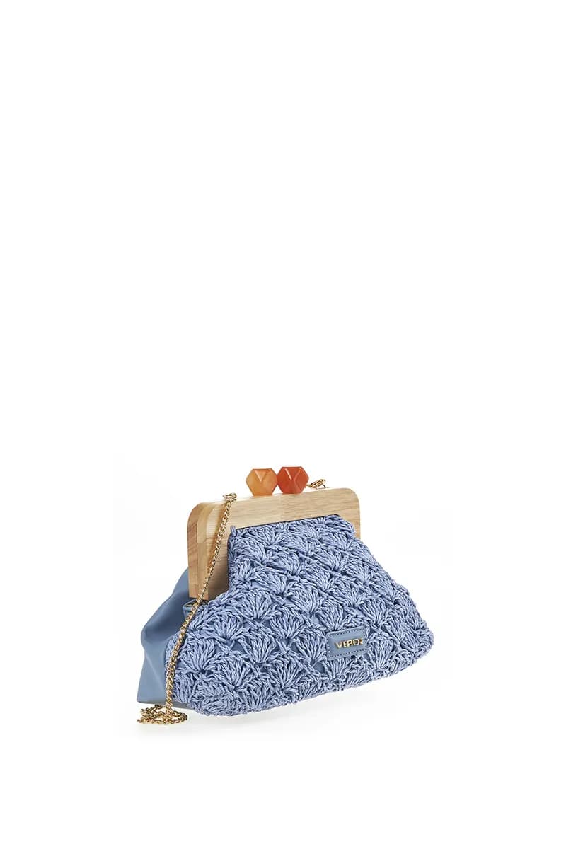 VERDE FASHION | Pochette paglia manico in legno - 3
