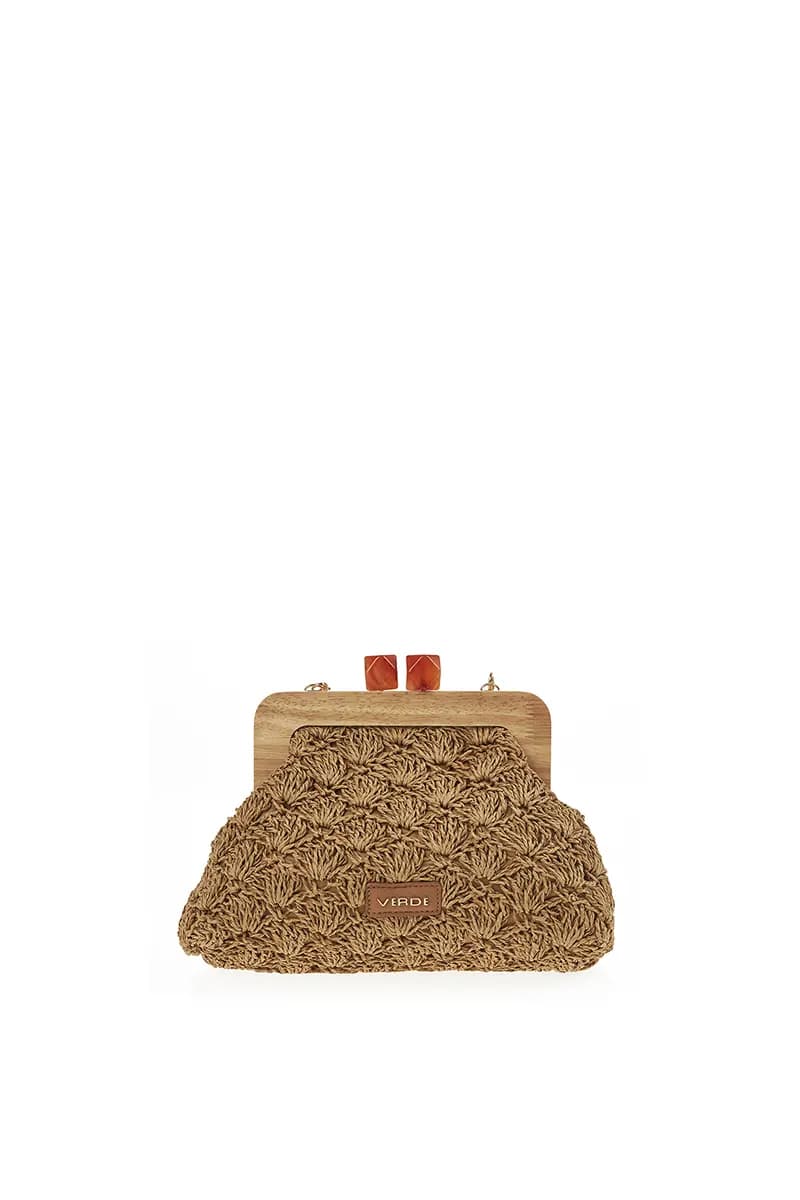 VERDE FASHION | Pochette paglia manico in legno - 5