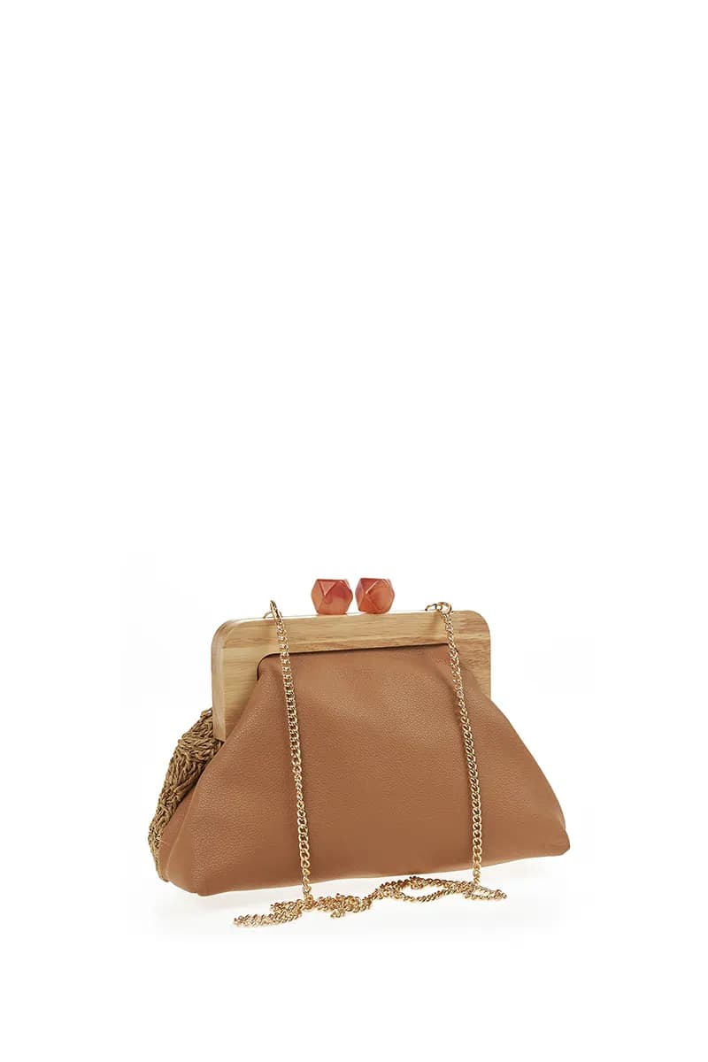 VERDE FASHION | Pochette paglia manico in legno - 6