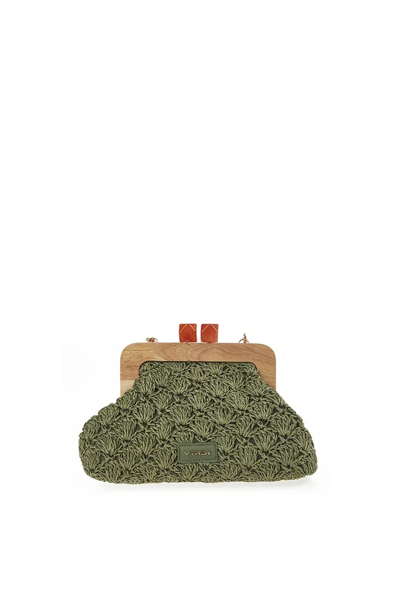 VERDE FASHION | Pochette paglia manico in legno - 9