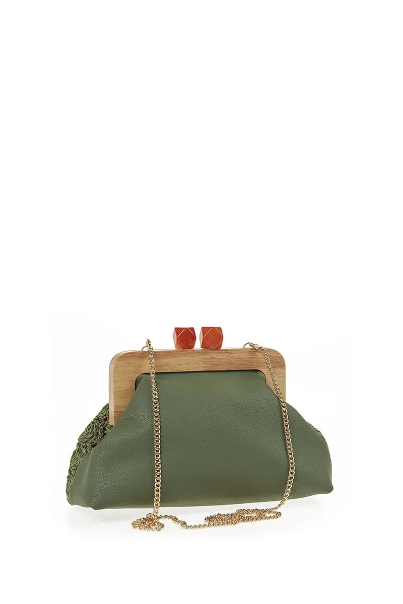 VERDE FASHION | Pochette paglia manico in legno - 10