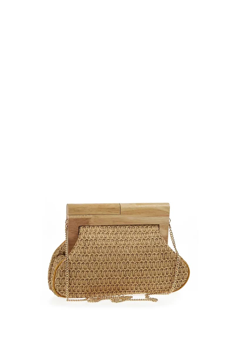 VERDE FASHION | Pochette paglia ricamo paillettes - 2