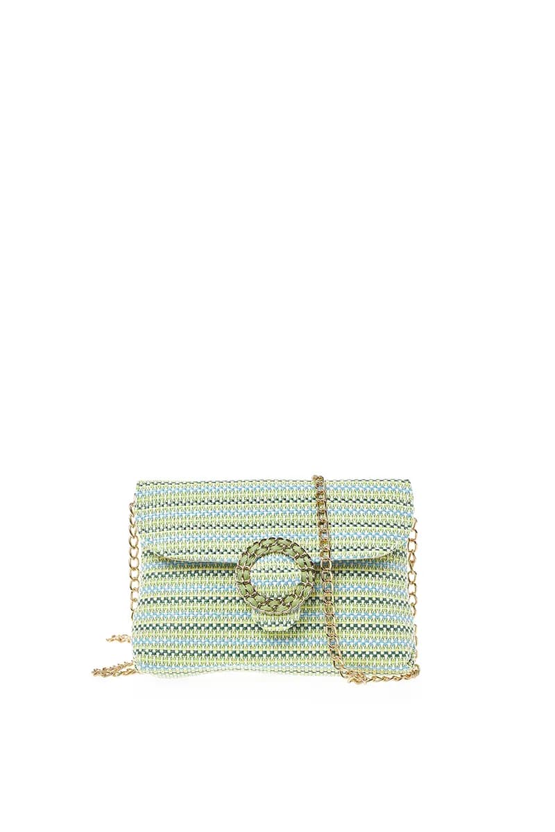 VERDE FASHION | Pochette a righe con patta - 1