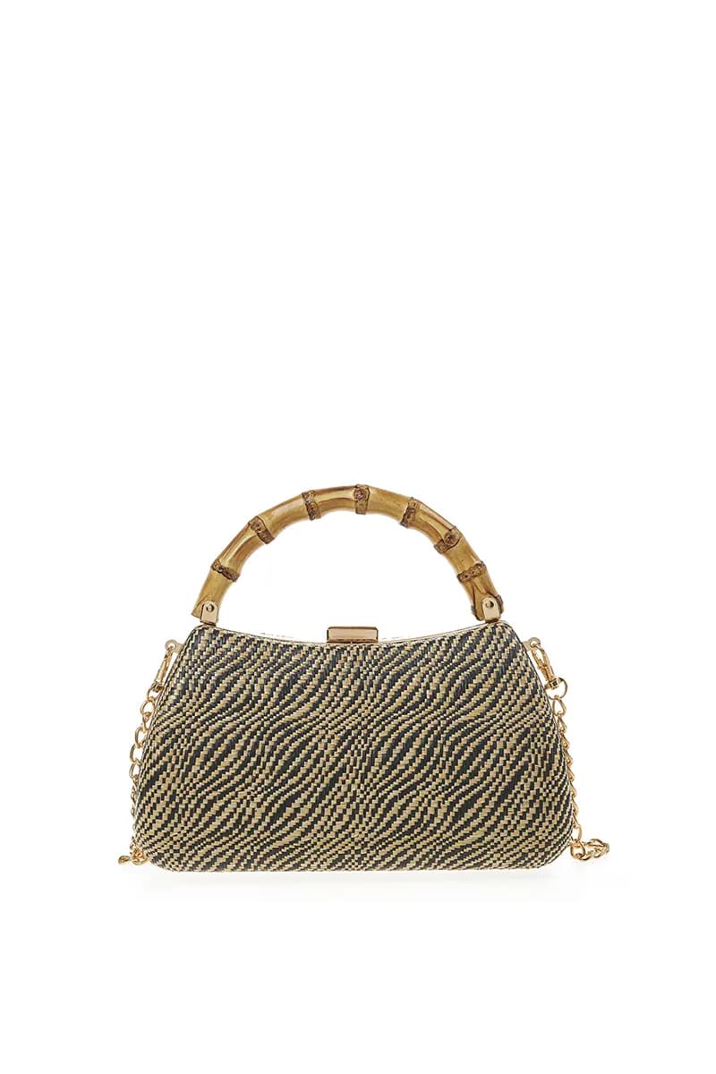 VERDE FASHION | Pochette zebrata manico legno - 2