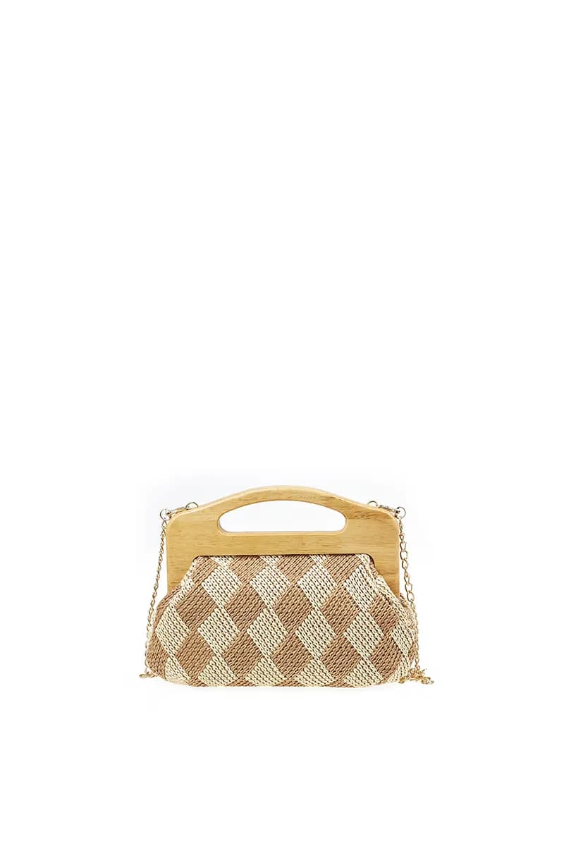 VERDE FASHION | Pochette paglia trama rombi - 13