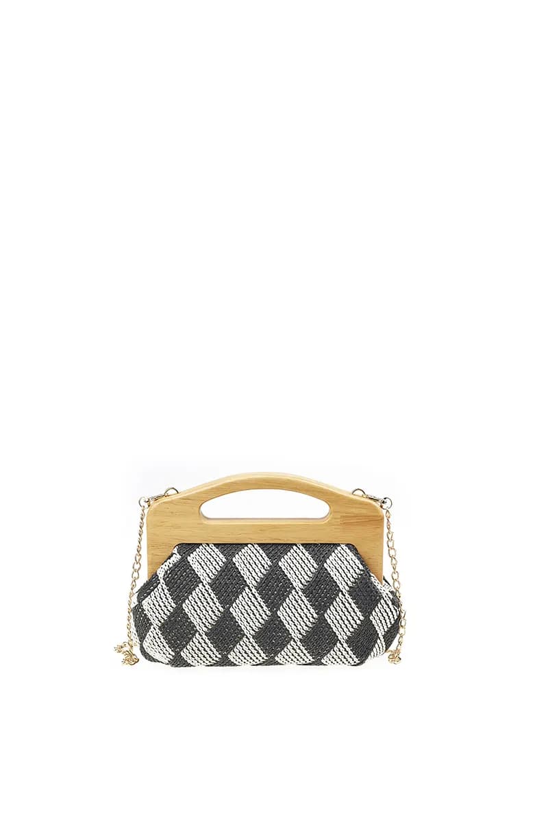 VERDE FASHION | Pochette paglia trama rombi - 15