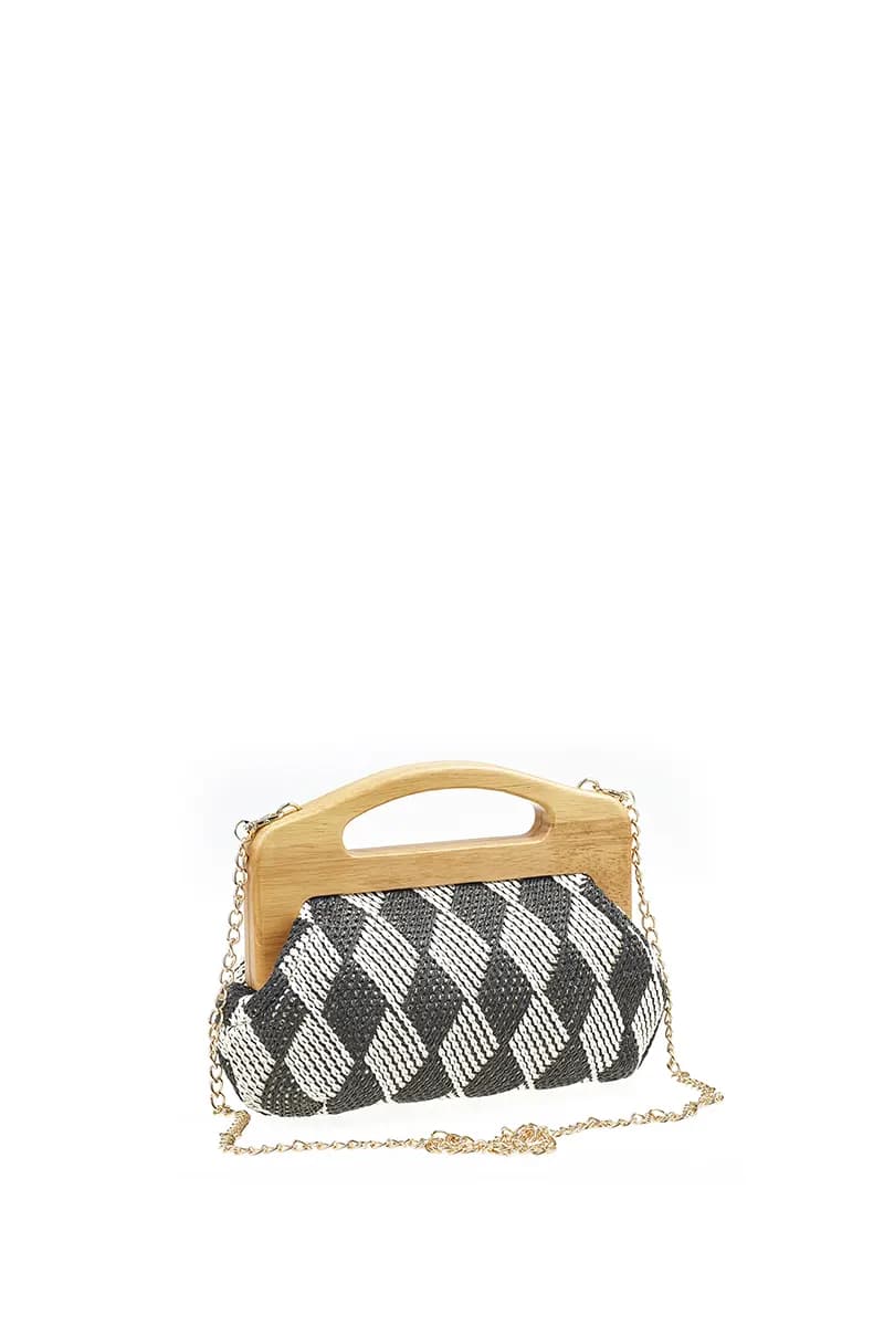 VERDE FASHION | Pochette paglia trama rombi - 2