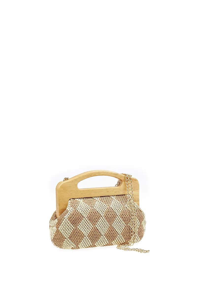 VERDE FASHION | Pochette paglia trama rombi - 11