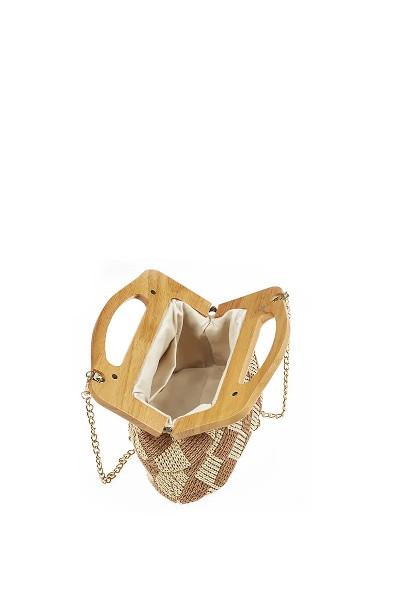 VERDE FASHION | Pochette paglia trama rombi - 12