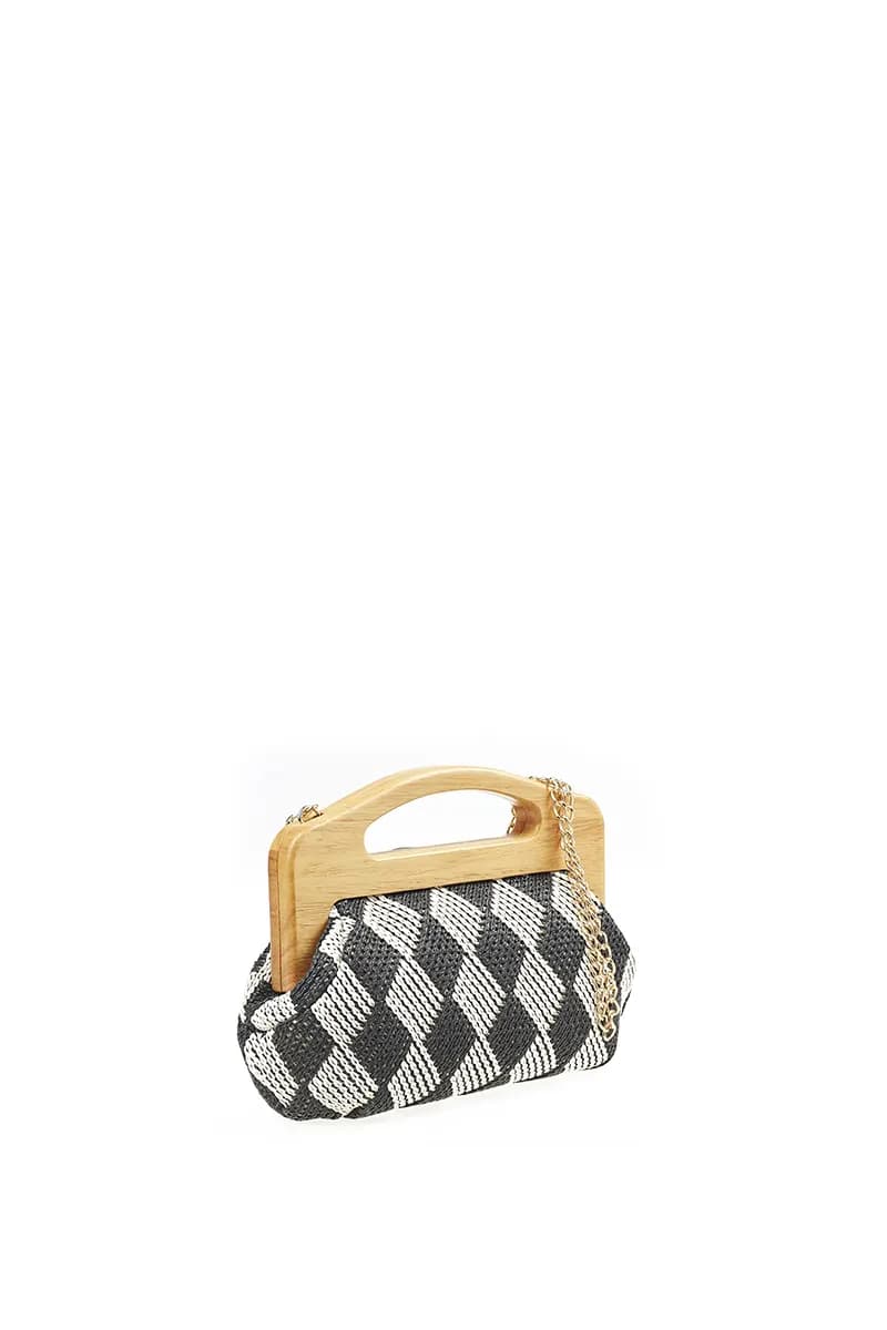 VERDE FASHION | Pochette paglia trama rombi - 3