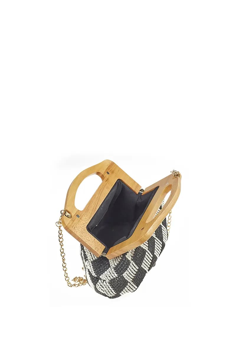 VERDE FASHION | Pochette paglia trama rombi - 4