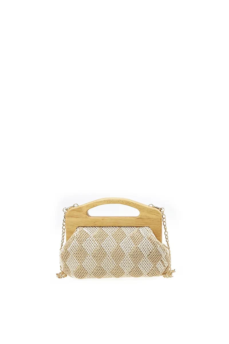 VERDE FASHION | Pochette paglia trama rombi - 5