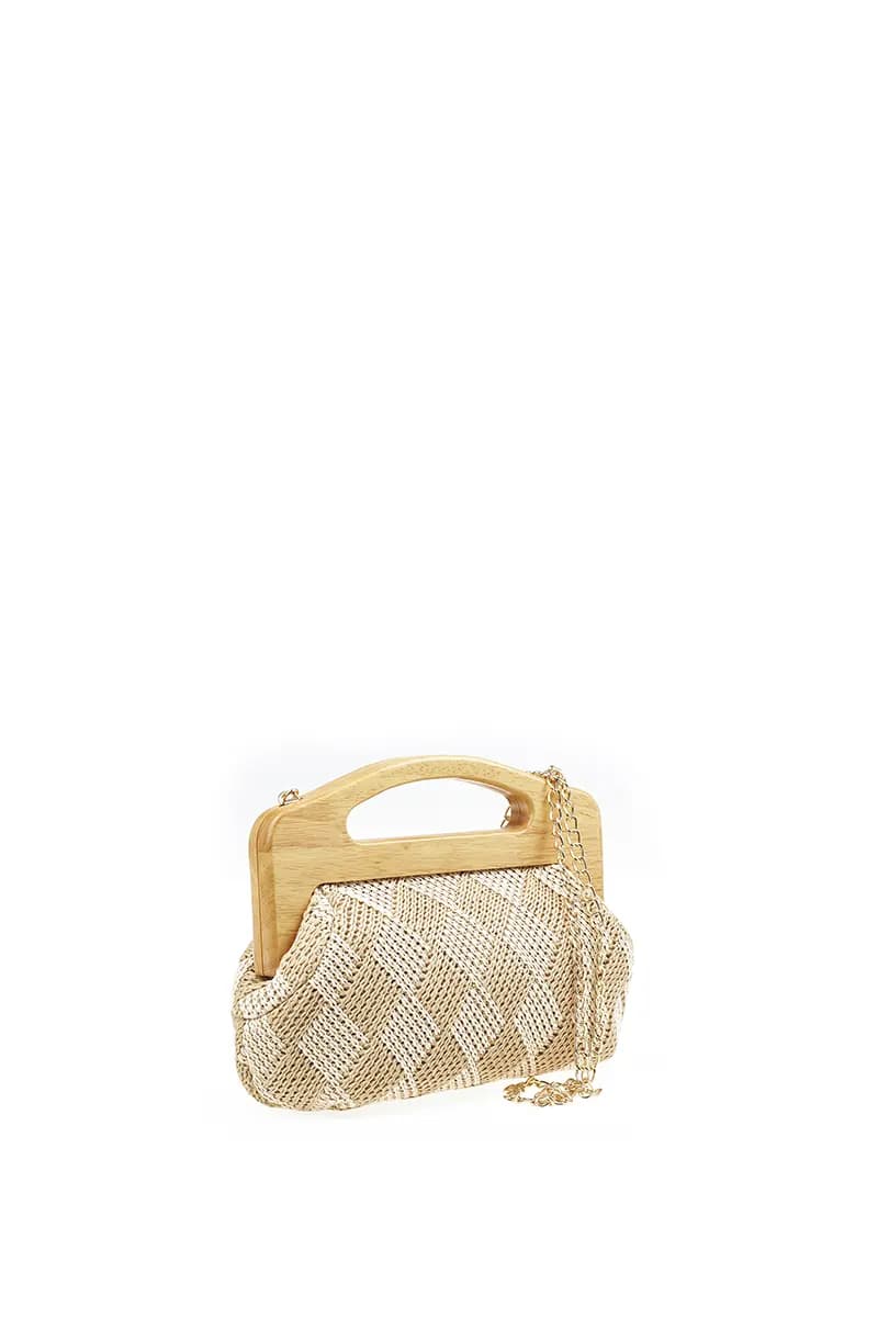 VERDE FASHION | Pochette paglia trama rombi - 6