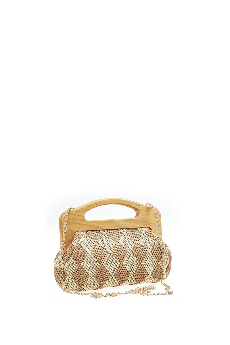 VERDE FASHION | Pochette paglia trama rombi - 10