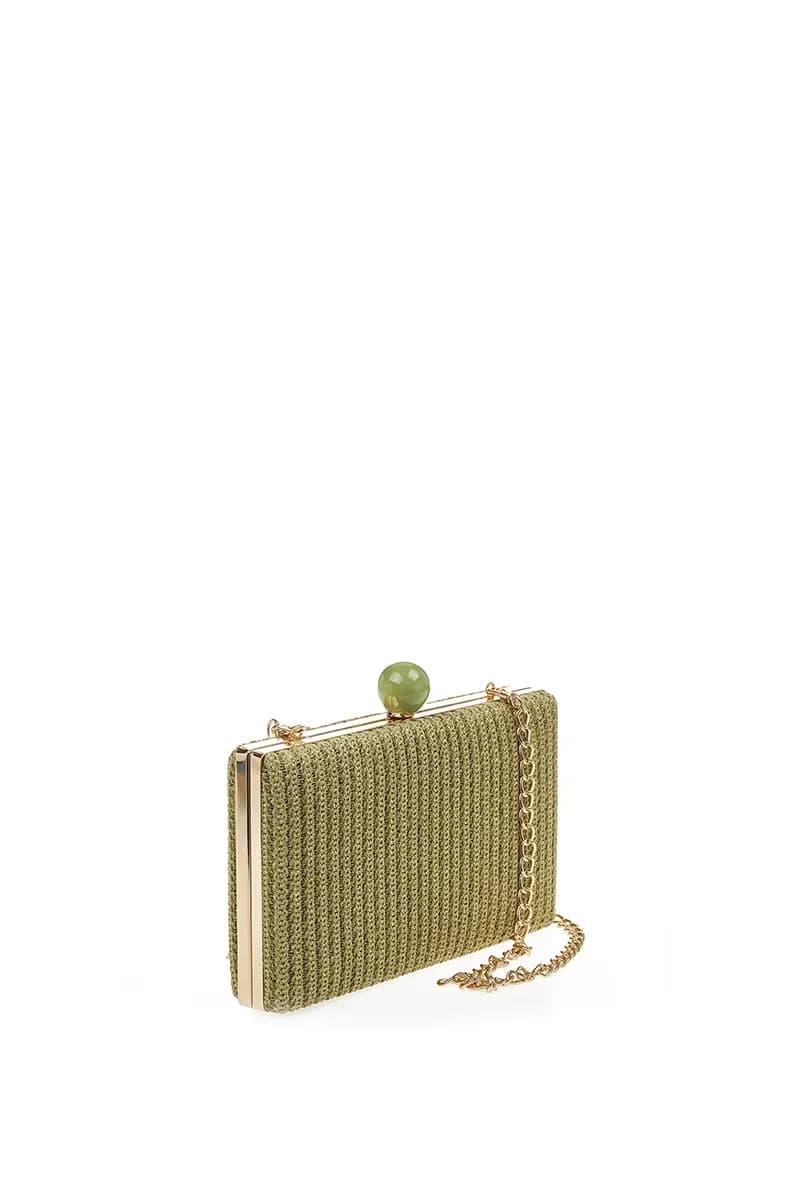 VERDE FASHION | Pochette paglia rettangolare - 3