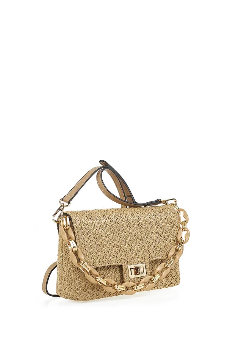 VERDE FASHION | Pochette paglia con patta