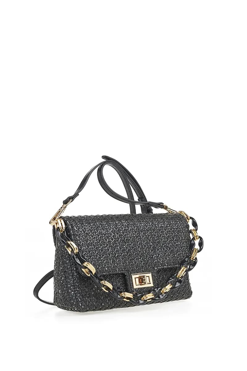 VERDE FASHION | Pochette paglia con patta - 5