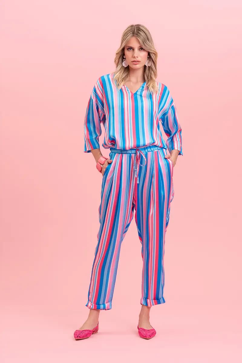 NUALY DAILY | Pantalone righe multicolor - 2