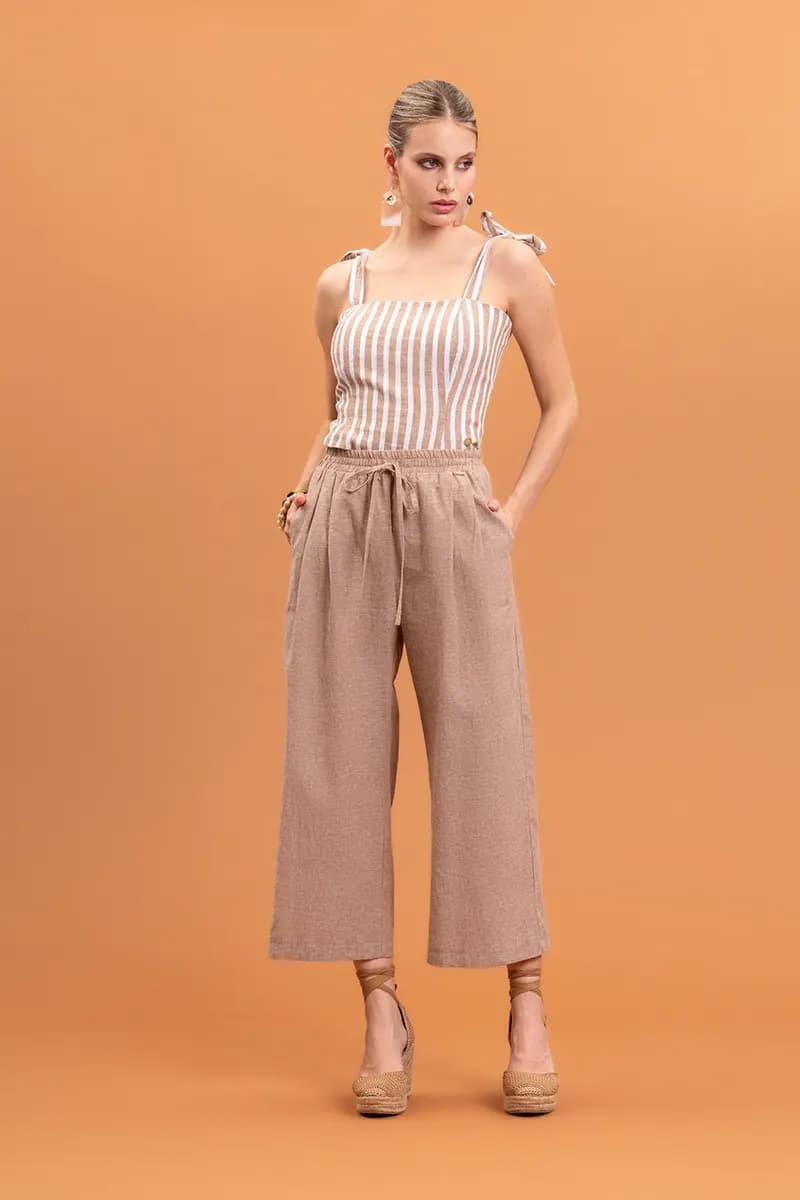 NUALY DAILY | Pantalone barrel in lino - 2