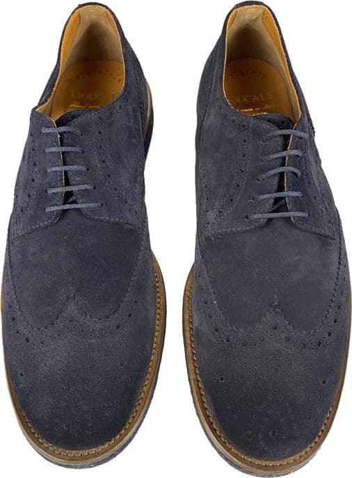 Scarpa uomo Doucal's - Stringate a fiore in camoscio - Colore blu - 2