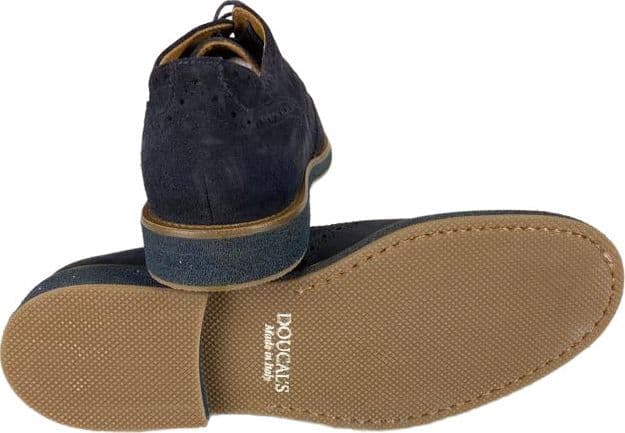 Scarpa uomo Doucal's - Stringate a fiore in camoscio - Colore blu - 4