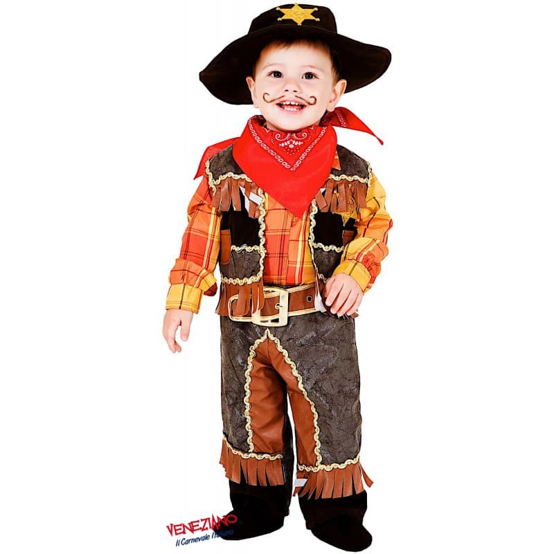 Costume carnevale piccolo cowboy da 0 a 3 anni - veneziano 7707 - 2
