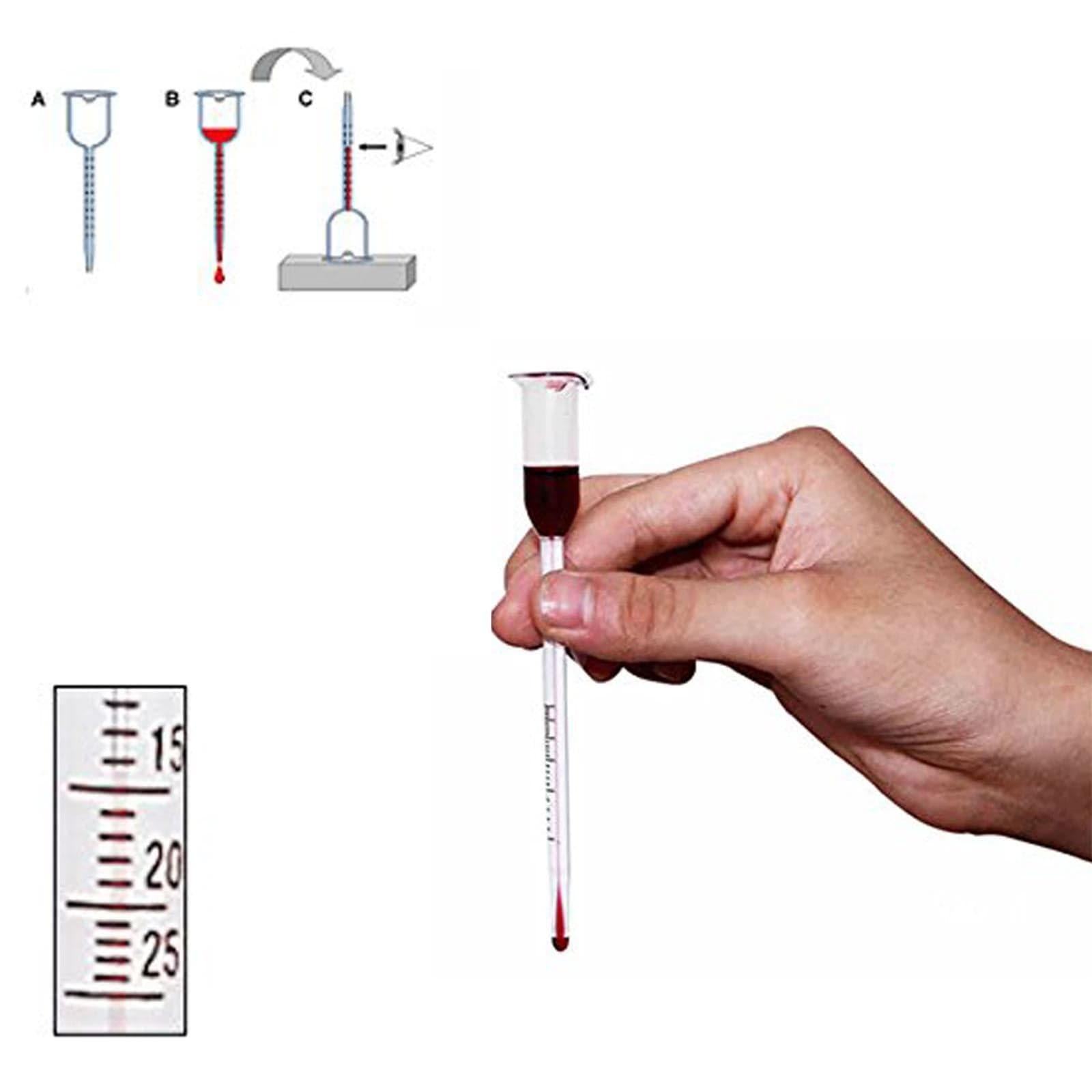 Vinometro "Bernadot" in vetro misuratore gradazione alcolica vino e mosto 13 cm - 3