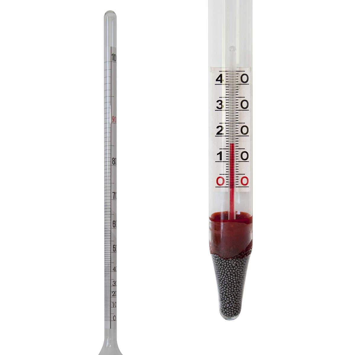 Alcolometro da banco con termometro in vetro misuratore per alcol nei distillati, vino e birra 39 cm - 2