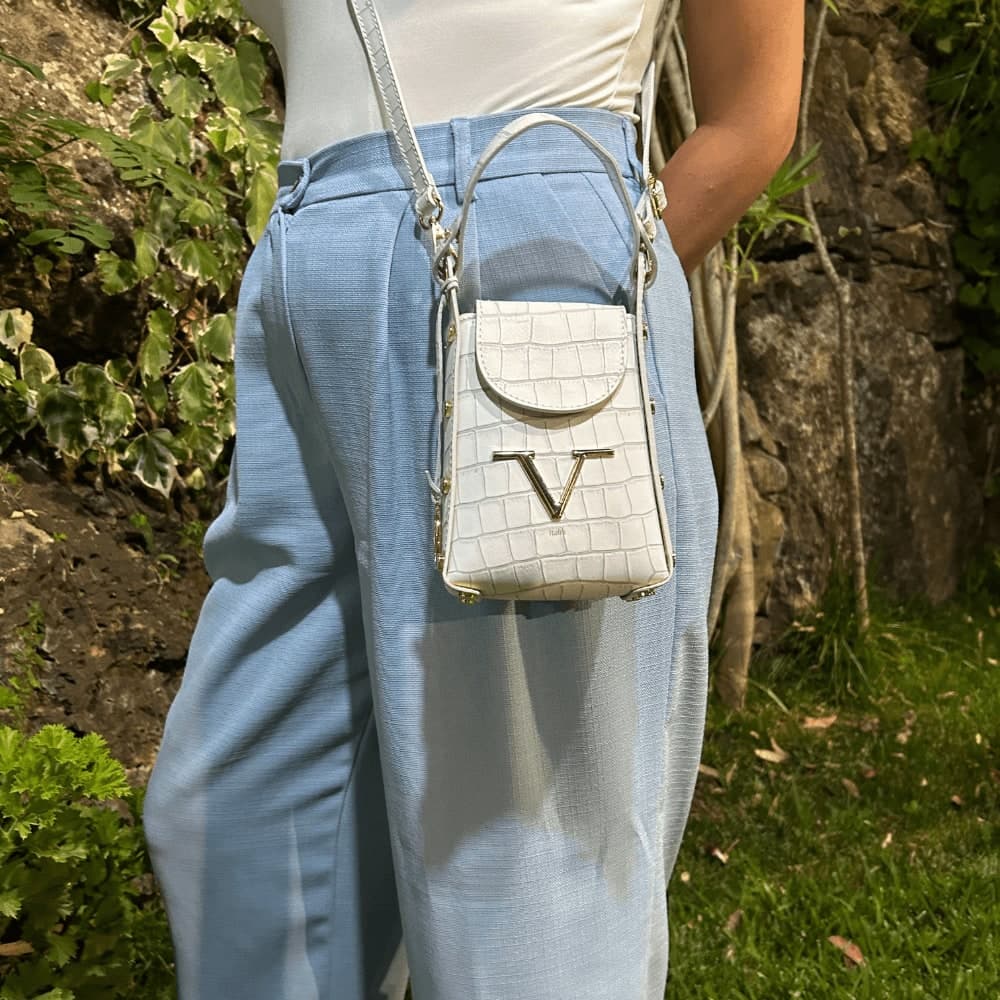 Borsa Donna V Versace Italia in Pelle White - Luxury Leather Bag Elegante e Raffinata - 5